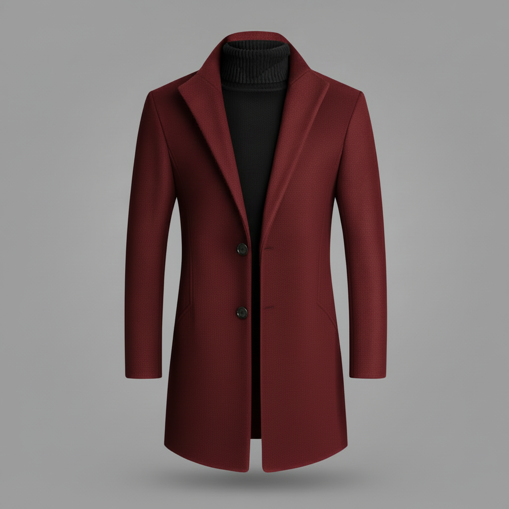 Men's Long Coat | Notched Lapel Mens Overcoat for Winter