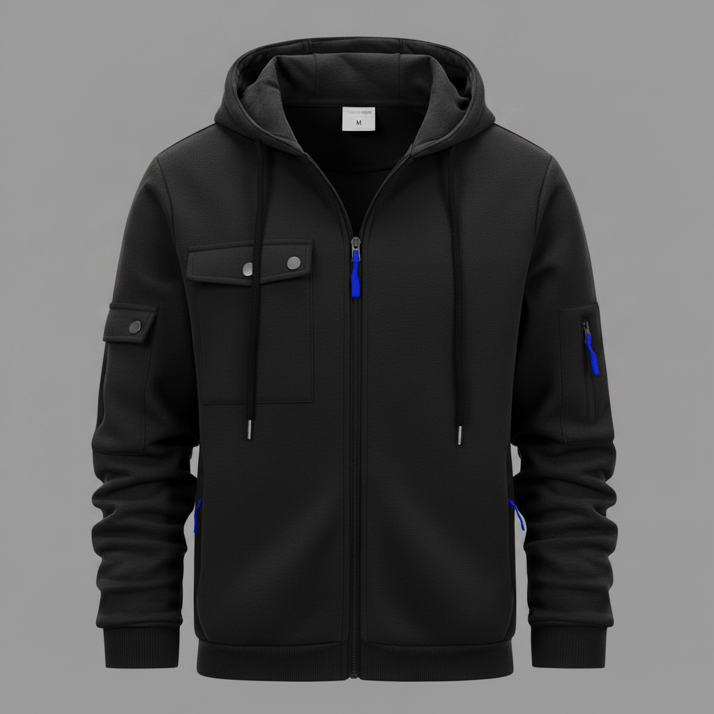 Men's Utility Zip-Up Hoodie | Casual Sweatshirt with Pockets