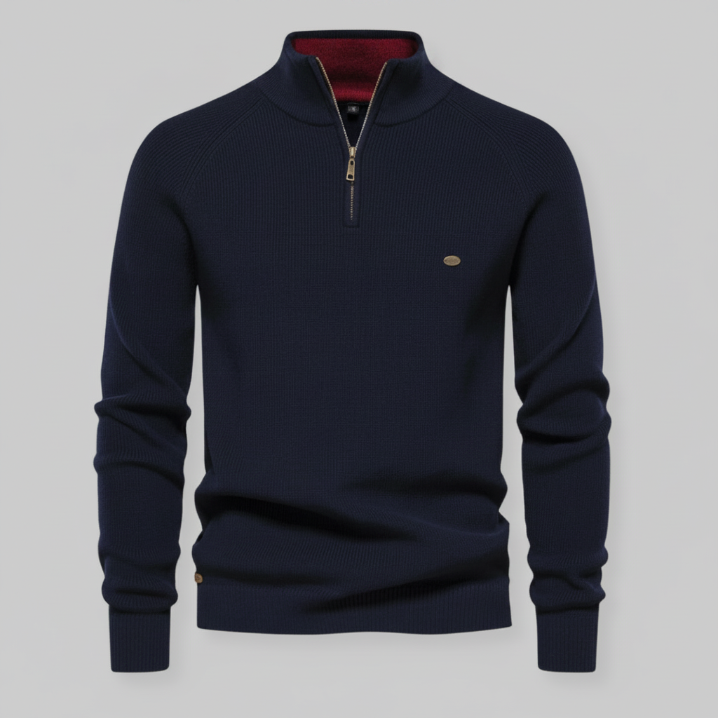 Men's Half-Zip Black Jumper | Slim Fit Knitwear