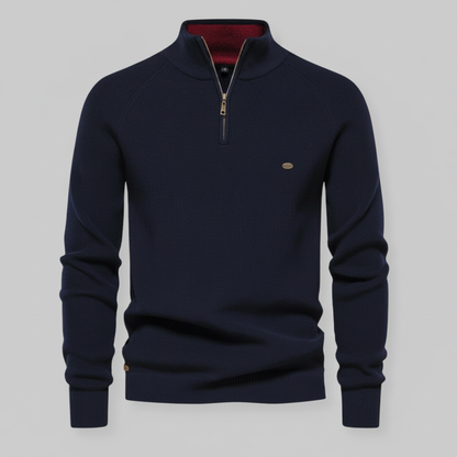 Men's Half-Zip Black Jumper | Slim Fit Knitwear