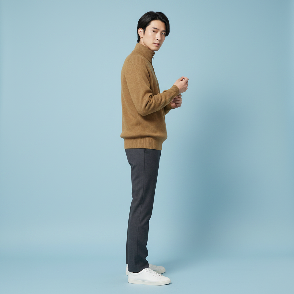 Men's Half-Zip Black Jumper | Slim Fit Knitwear