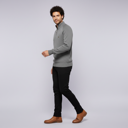 Men's Half-Zip Black Jumper | Slim Fit Knitwear
