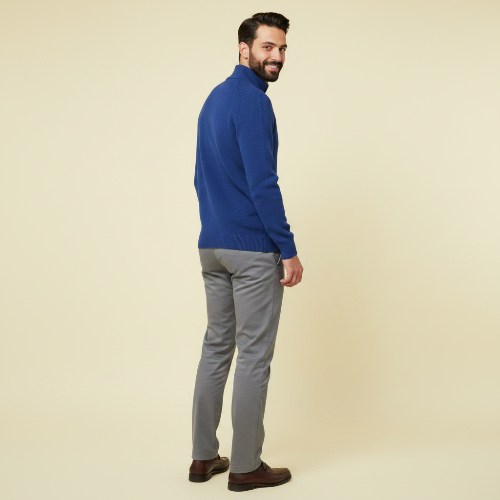 Men's Half-Zip Black Jumper | Slim Fit Knitwear