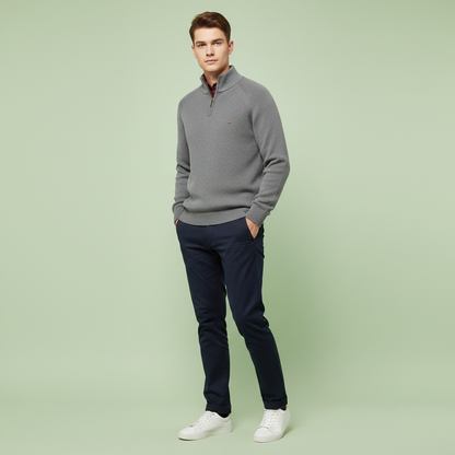 Men's Half-Zip Black Jumper | Slim Fit Knitwear