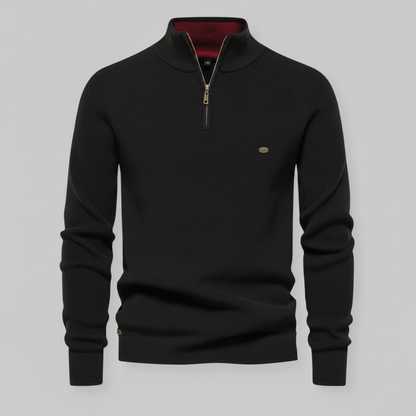 Men's Half-Zip Black Jumper | Slim Fit Knitwear