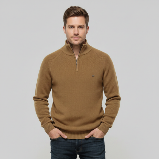 Men's Half-Zip Black Jumper | Slim Fit Knitwear
