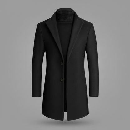 Men's Long Coat | Notched Lapel Mens Overcoat for Winter