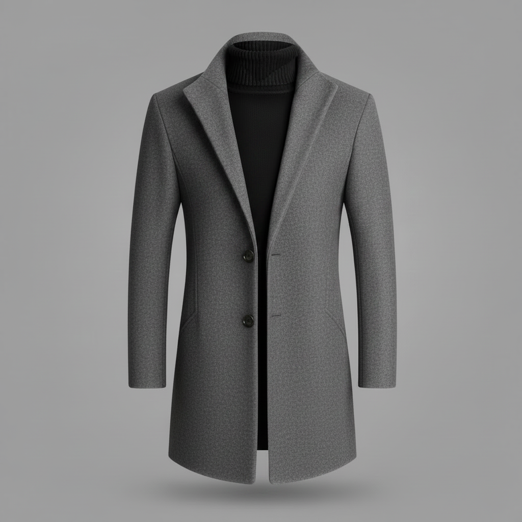 Men's Long Coat | Notched Lapel Mens Overcoat for Winter