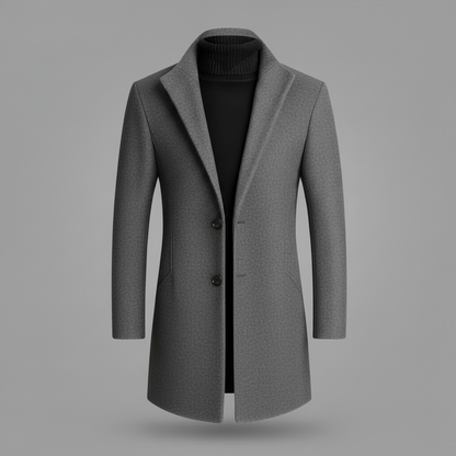 Men's Long Coat | Notched Lapel Mens Overcoat for Winter