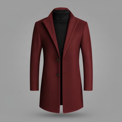 Men's Long Coat | Notched Lapel Mens Overcoat for Winter