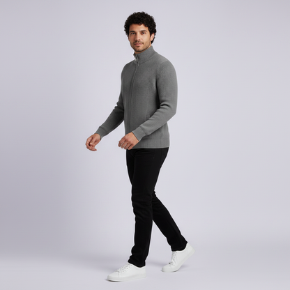 Men's Slim Fit Zip Cardigan | Ribbed Knit Sweater