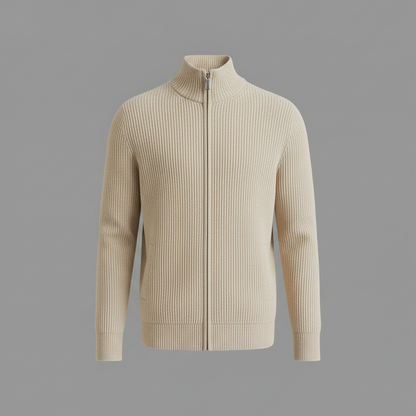 Men's Slim Fit Zip Cardigan | Ribbed Knit Sweater