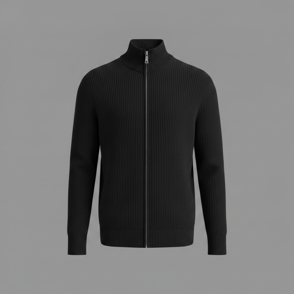 Men's Slim Fit Zip Cardigan | Ribbed Knit Sweater