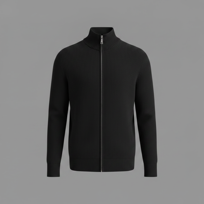 Men's Slim Fit Zip Cardigan | Ribbed Knit Sweater