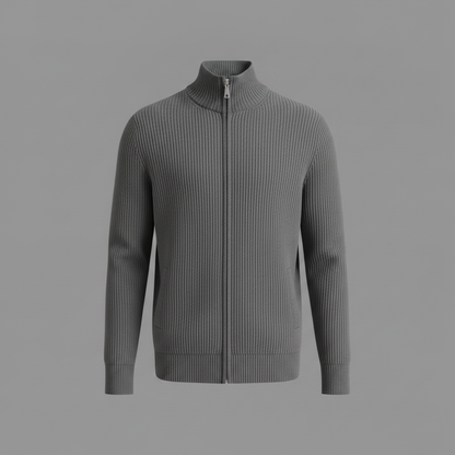 Men's Slim Fit Zip Cardigan | Ribbed Knit Sweater