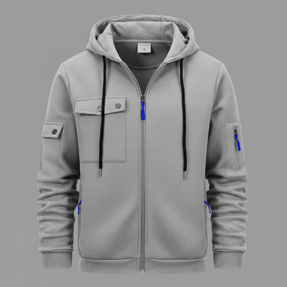 Men's Utility Zip-Up Hoodie | Casual Sweatshirt with Pockets