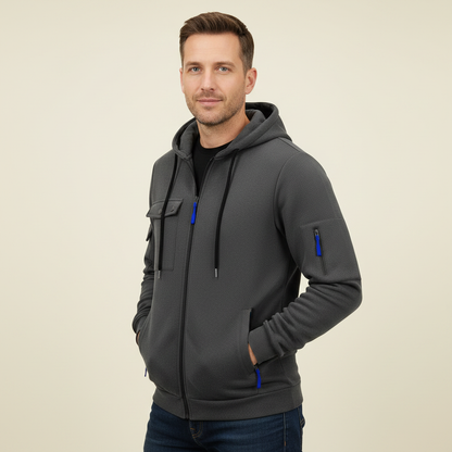 Men's Utility Zip-Up Hoodie | Casual Sweatshirt with Pockets