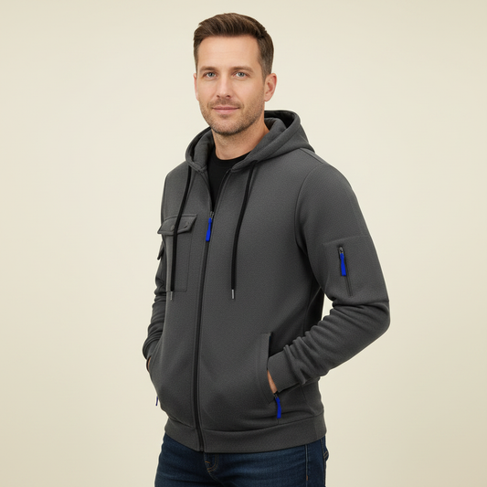 Men's Utility Zip-Up Hoodie | Casual Sweatshirt with Pockets