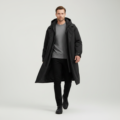 Men's Waterproof Puffer Trench Coat | Stylish Winter Jacket