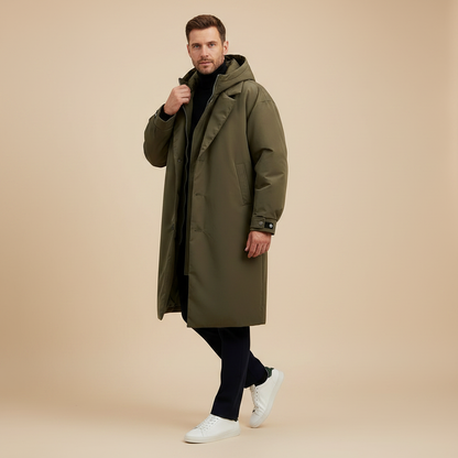 Men's Waterproof Puffer Trench Coat | Stylish Winter Jacket