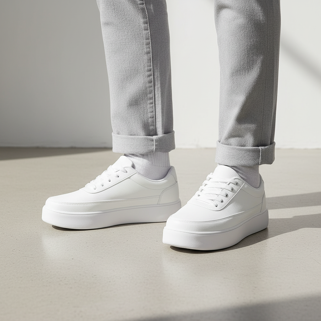Men's White Platform Sneakers | Casual Trainers for Everyday Wear