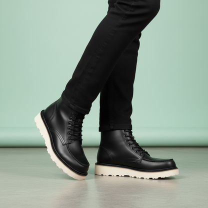 Black Lace-Up Ankle Boots | Durable Leather Footwear