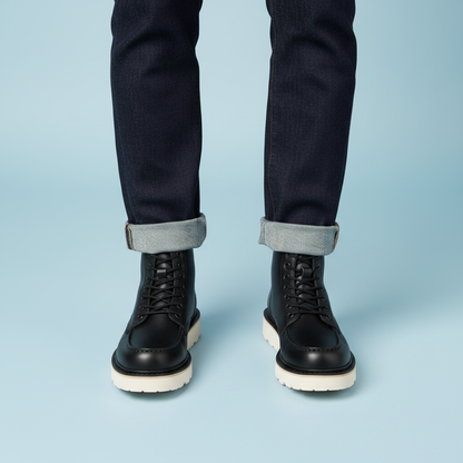 Black Lace-Up Ankle Boots | Durable Leather Footwear