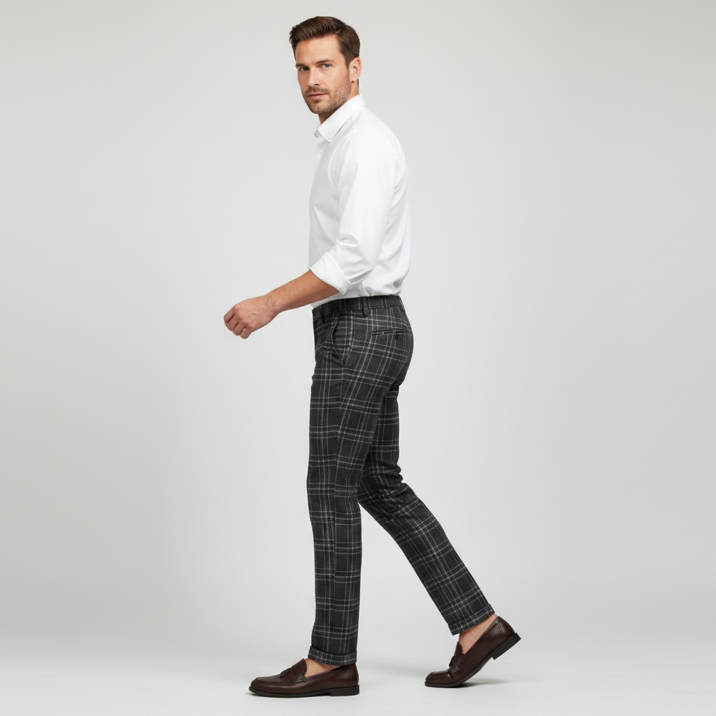 Sasha Checked Chinos | Men's Trousers for Casual Style