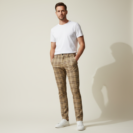 Sasha Checked Chinos | Men's Trousers for Casual Style
