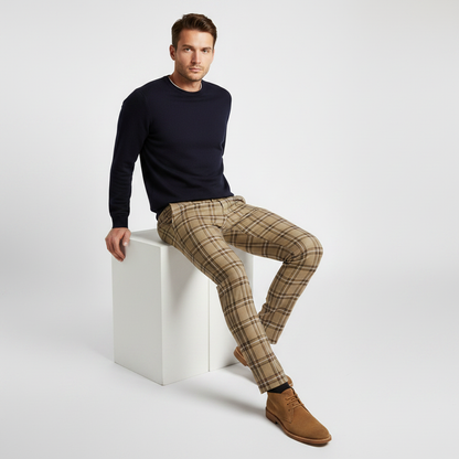 Sasha Checked Chinos | Men's Trousers for Casual Style